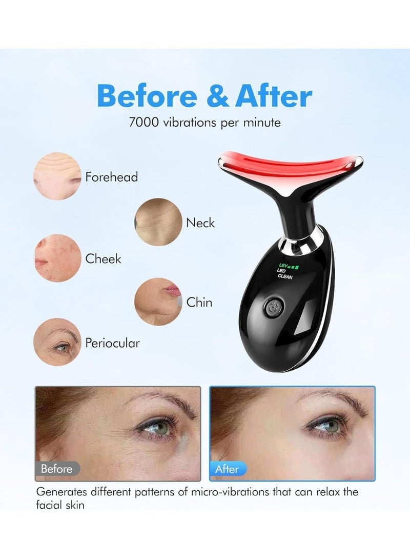 Face Massager, Face Beauty Device, Facial Lifting Therapy Machine EMS Face Massager Anti Wrinkle Skin Tightening Reduce Double Chin Skin Care Tools 7 Colour Modes- Black - Image 4